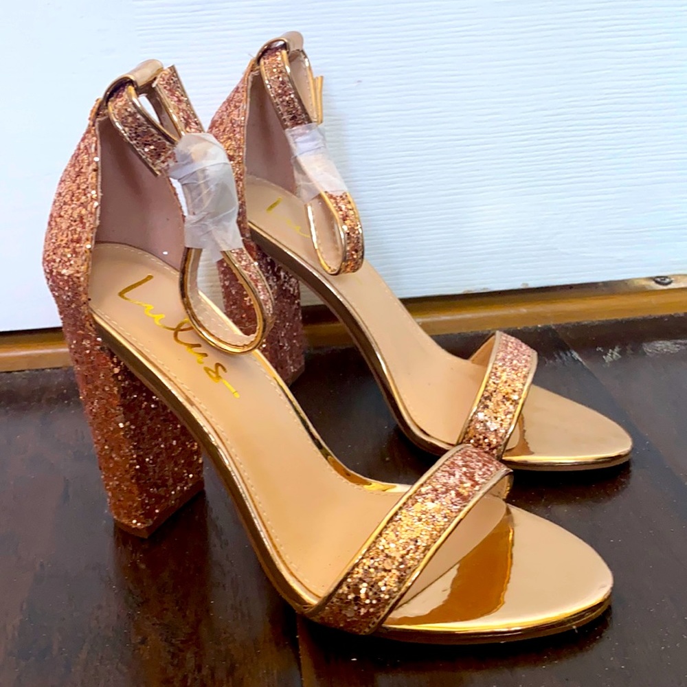 pink glittery high heels